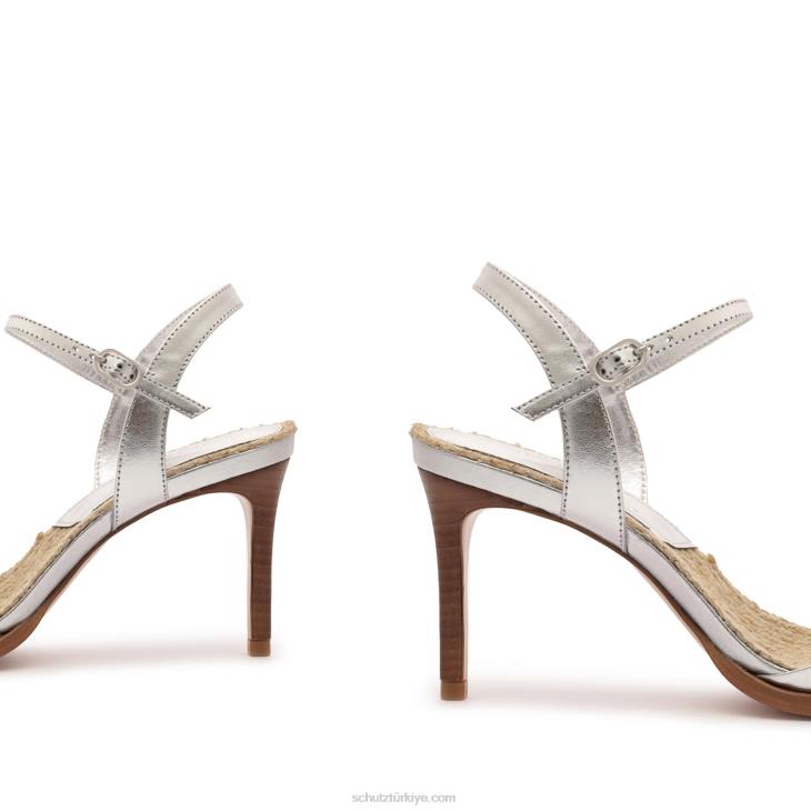 Schutz N42F270marbella orta metalik deri sandalet gümüş