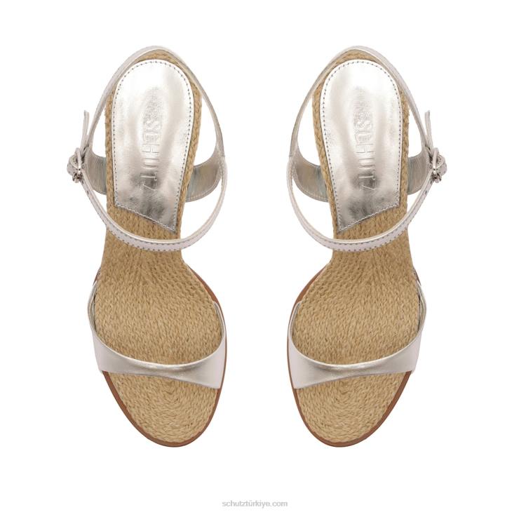 Schutz N42F270marbella orta metalik deri sandalet gümüş