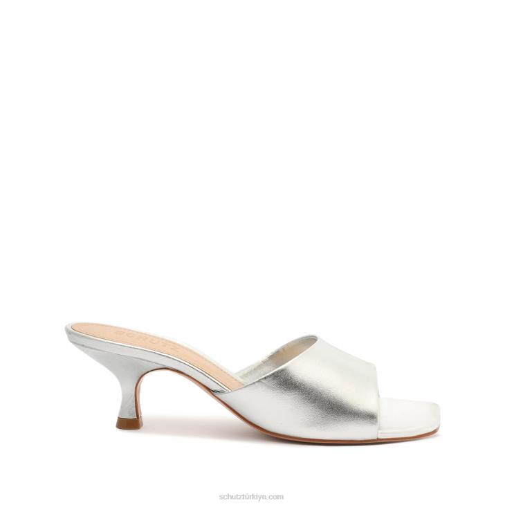 Schutz N42F271dethalia metalik deri sandalet gümüş