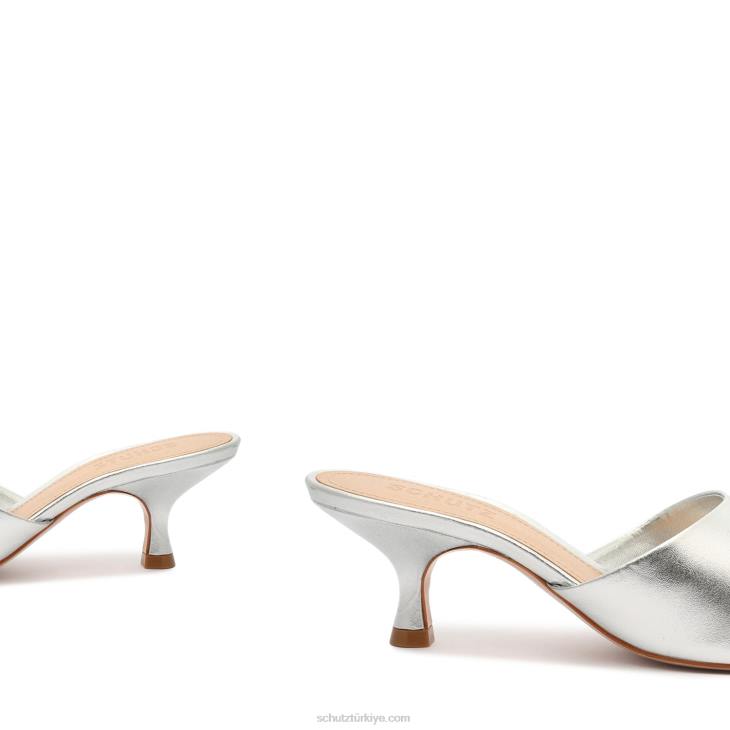 Schutz N42F271dethalia metalik deri sandalet gümüş