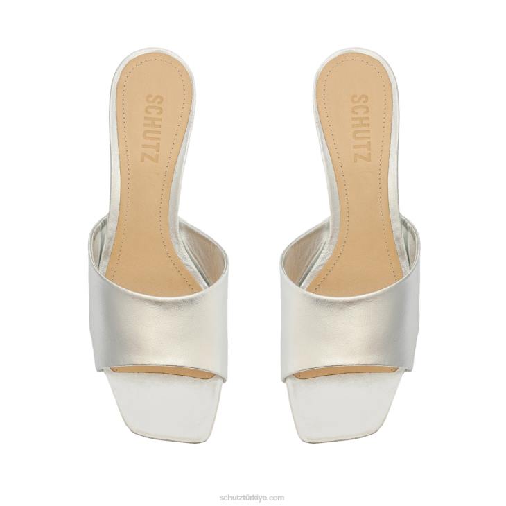 Schutz N42F271dethalia metalik deri sandalet gümüş