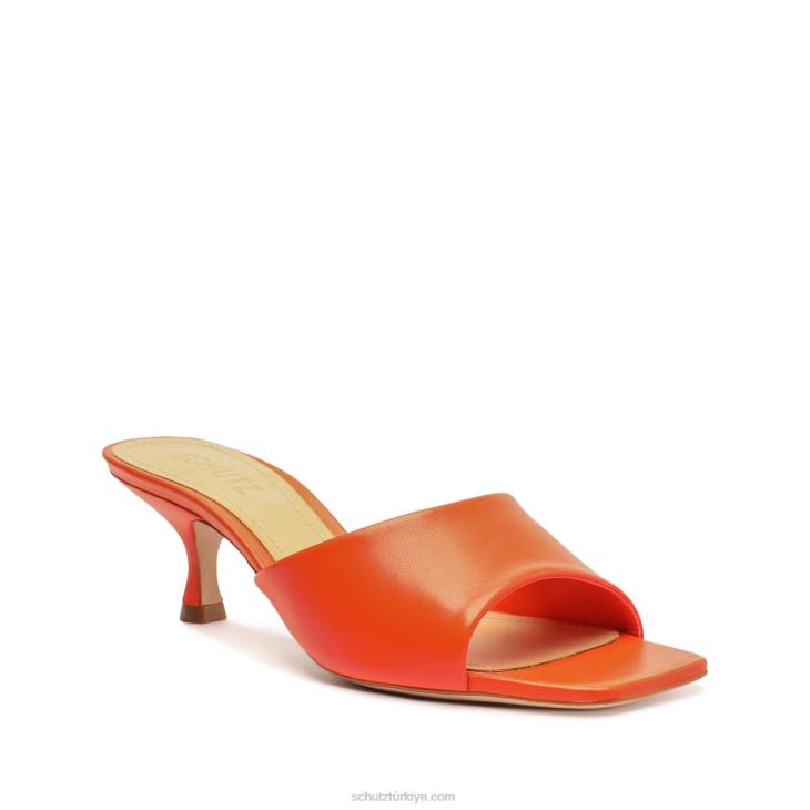 Schutz N42F272dethalia nappa deri sandalet alev turuncu