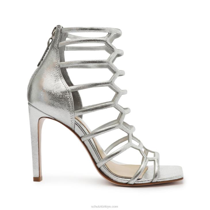 Schutz N42F275julianna metalik deri sandalet gümüş
