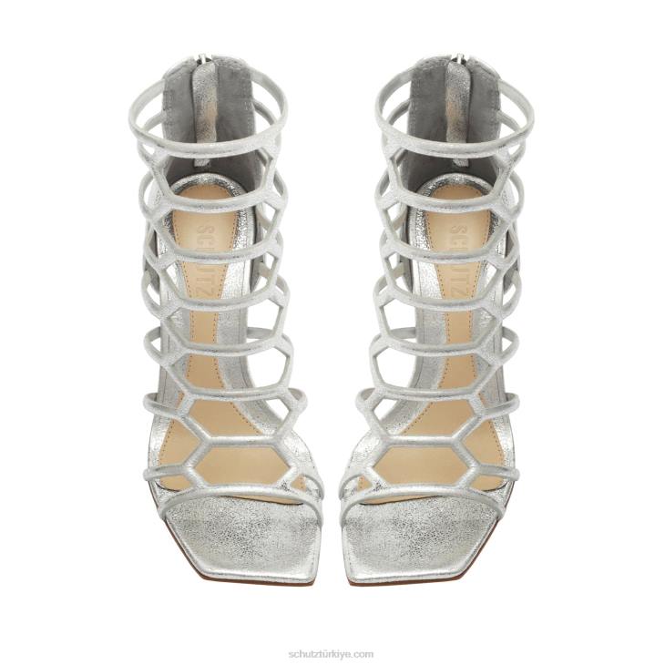 Schutz N42F275julianna metalik deri sandalet gümüş