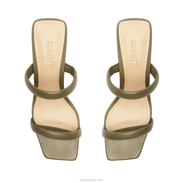 Schutz N42F28ully lo nappa deri sandalet askeri yeşil