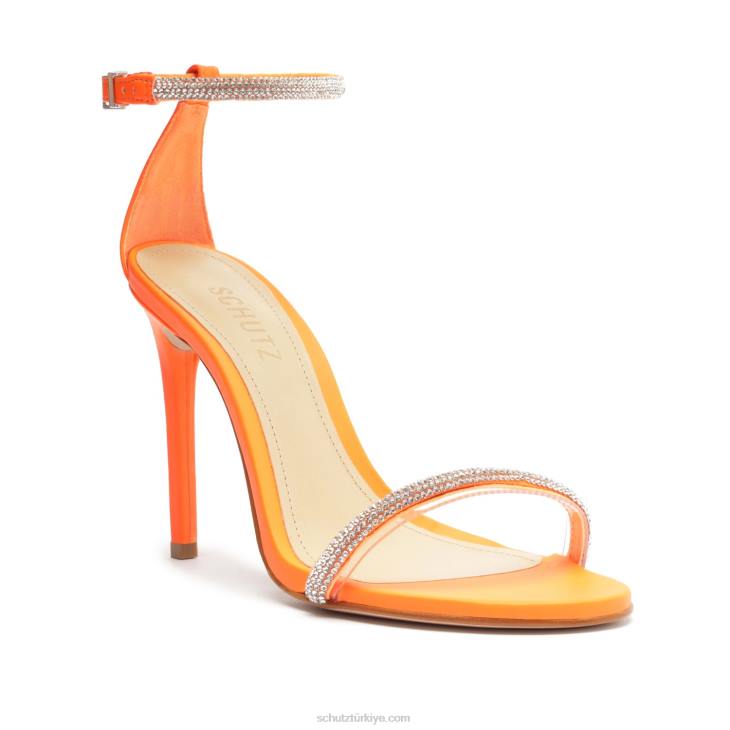 Schutz N42F296fabienne streç deri ve vinil sandalet turuncu