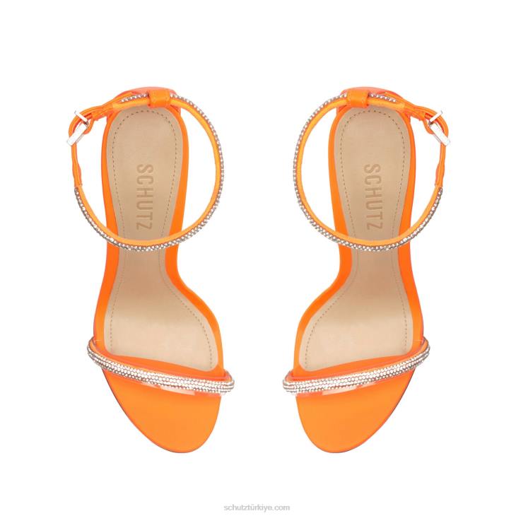 Schutz N42F296fabienne streç deri ve vinil sandalet turuncu
