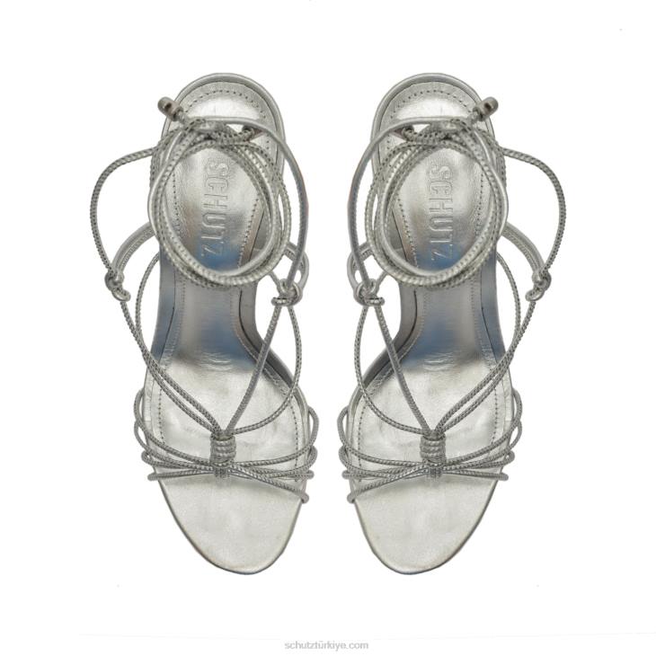 Schutz N42F297açelya metalik deri sandalet gümüş