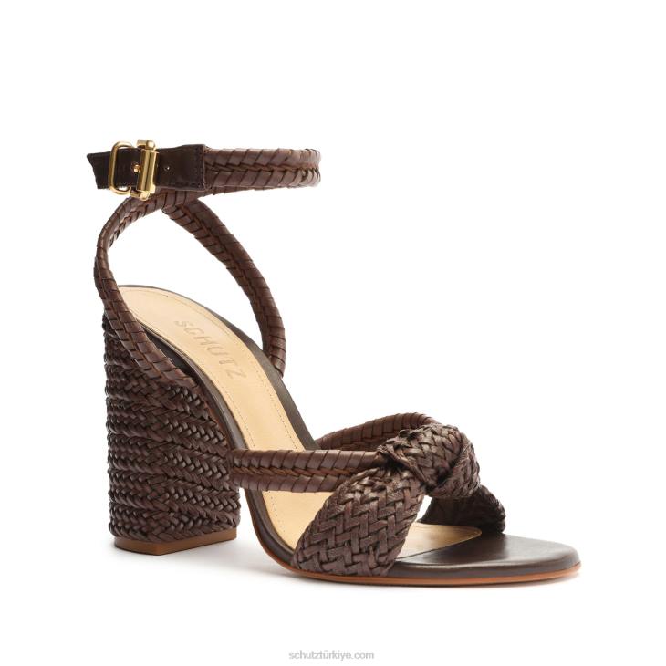 Schutz N42F2kareena nappa deri sandalet bitter çikolata