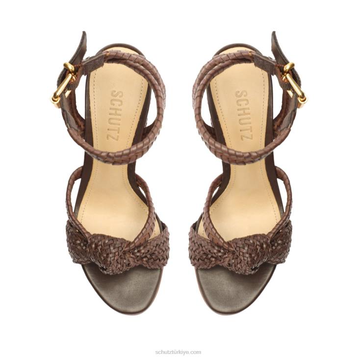 Schutz N42F2kareena nappa deri sandalet bitter çikolata