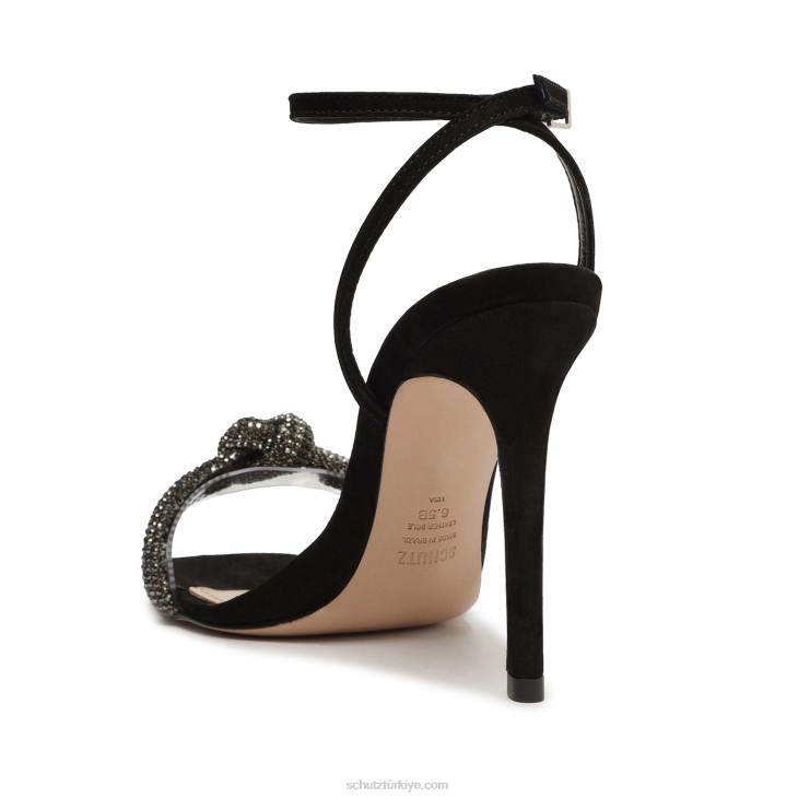 Schutz N42F304sivri nubuk ve vinil sandalet siyah
