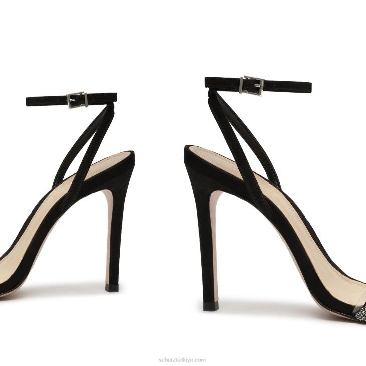 Schutz N42F304sivri nubuk ve vinil sandalet siyah