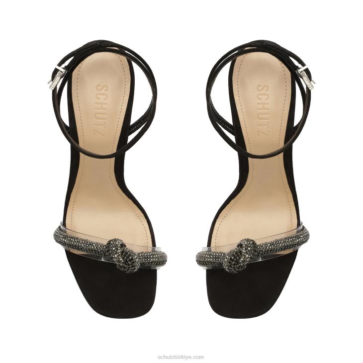 Schutz N42F304sivri nubuk ve vinil sandalet siyah
