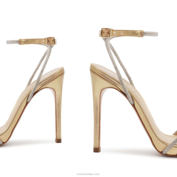 Schutz N42F306jewell metalik napa deri sandalet altın