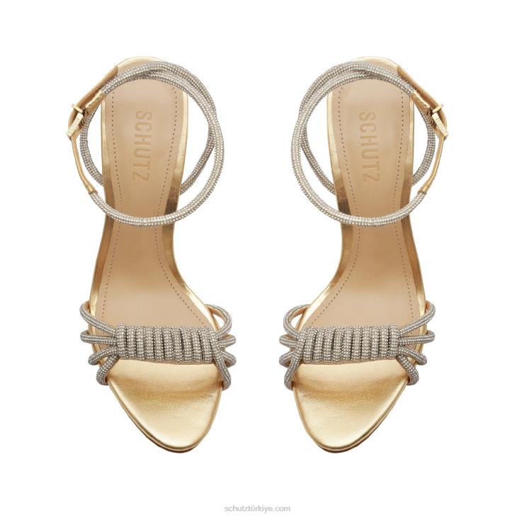 Schutz N42F306jewell metalik napa deri sandalet altın