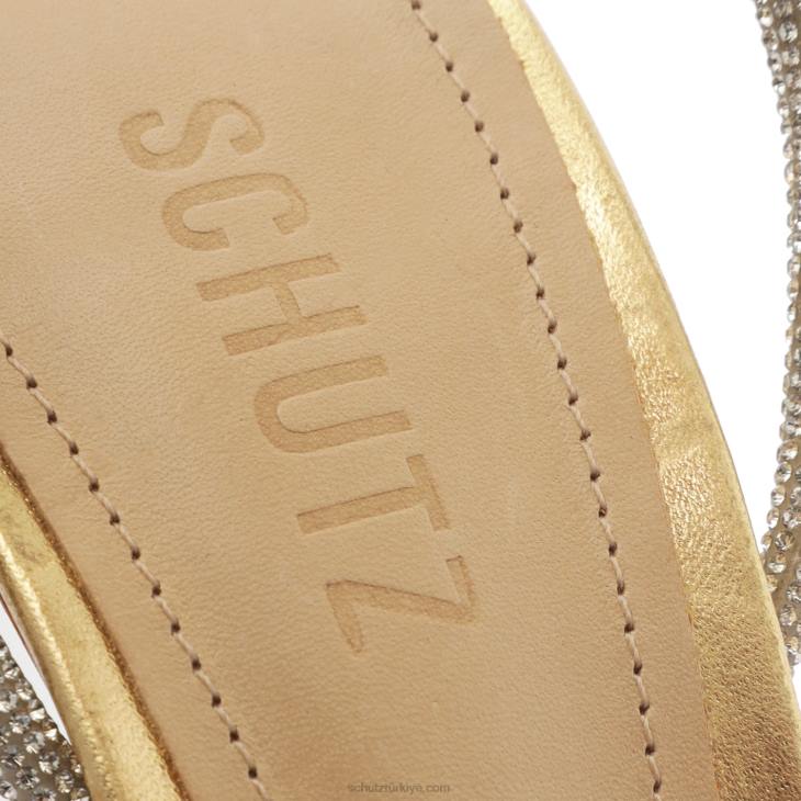Schutz N42F306jewell metalik napa deri sandalet altın