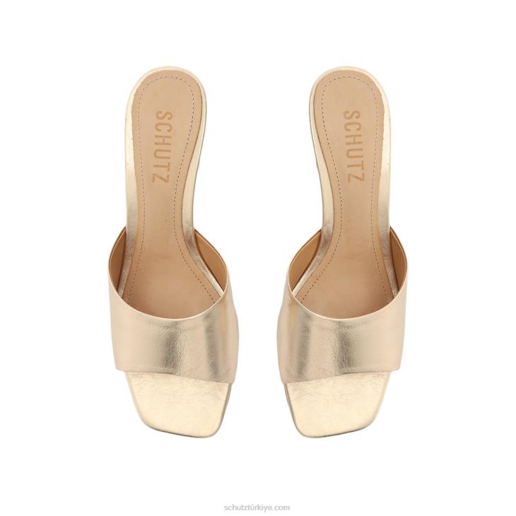Schutz N42F317dethalia metalik deri sandalet platin altın