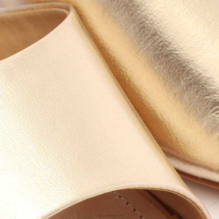 Schutz N42F317dethalia metalik deri sandalet platin altın