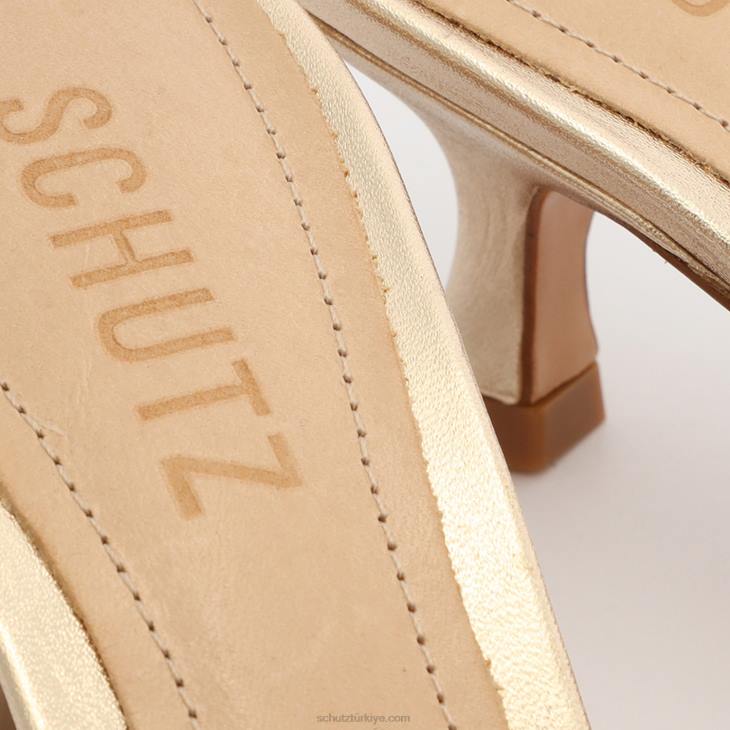 Schutz N42F317dethalia metalik deri sandalet platin altın