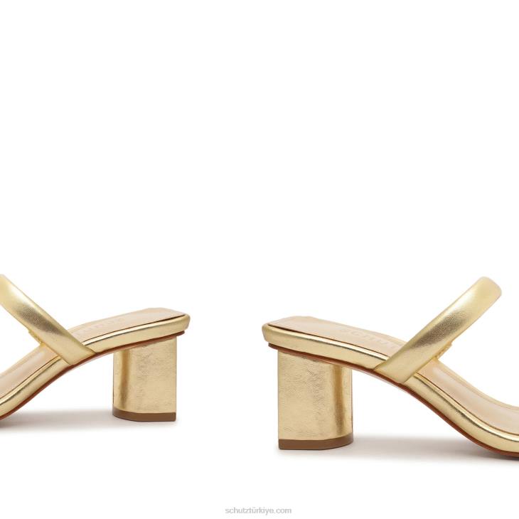 Schutz N42F31ully lo metalik deri sandalet altın