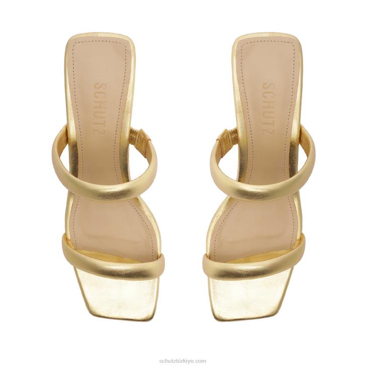 Schutz N42F31ully lo metalik deri sandalet altın