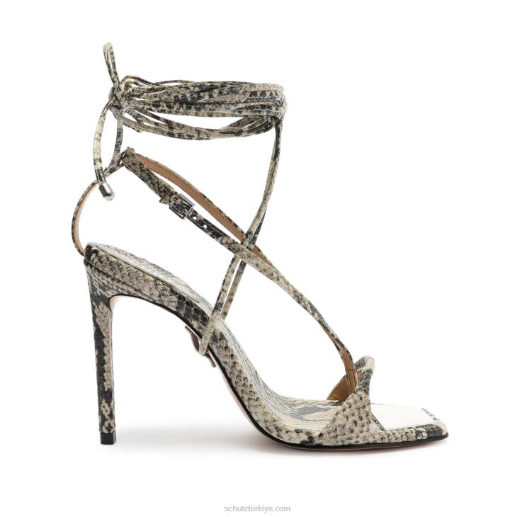 Schutz N42F324vikki yılan kabartmalı deri sandalet doğal yılan