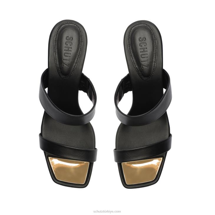 Schutz N42F327aruana deri sandalet siyah