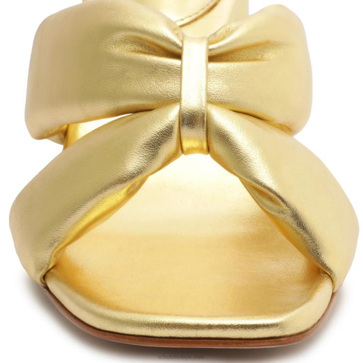 Schutz N42F32peri orta metalik deri sandalet altın