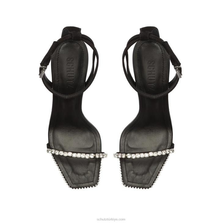 Schutz N42F332loule nubuk ve taşlı sandalet siyah