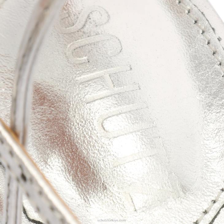 Schutz N42F334vikki lo metalik deri sandalet gümüş