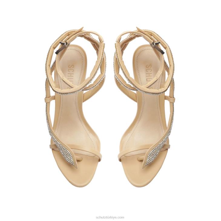 Schutz N42F339courtney kristal nappa deri sandalet altın