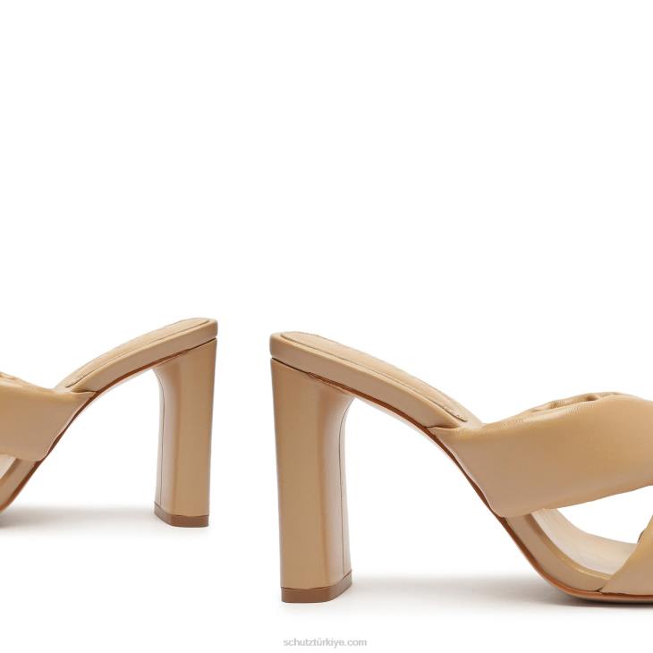 Schutz N42F33peri yüksek napa deri sandalet gerçek bej