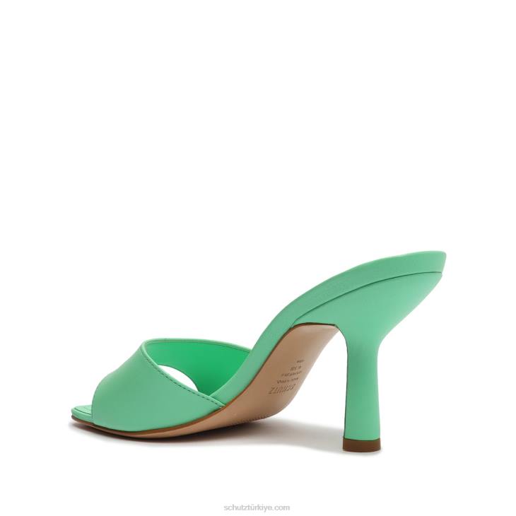 Schutz N42F342posseni nappa deri sandalet derin nane