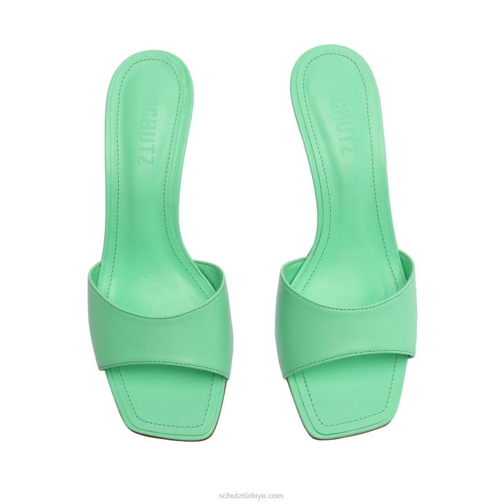 Schutz N42F342posseni nappa deri sandalet derin nane