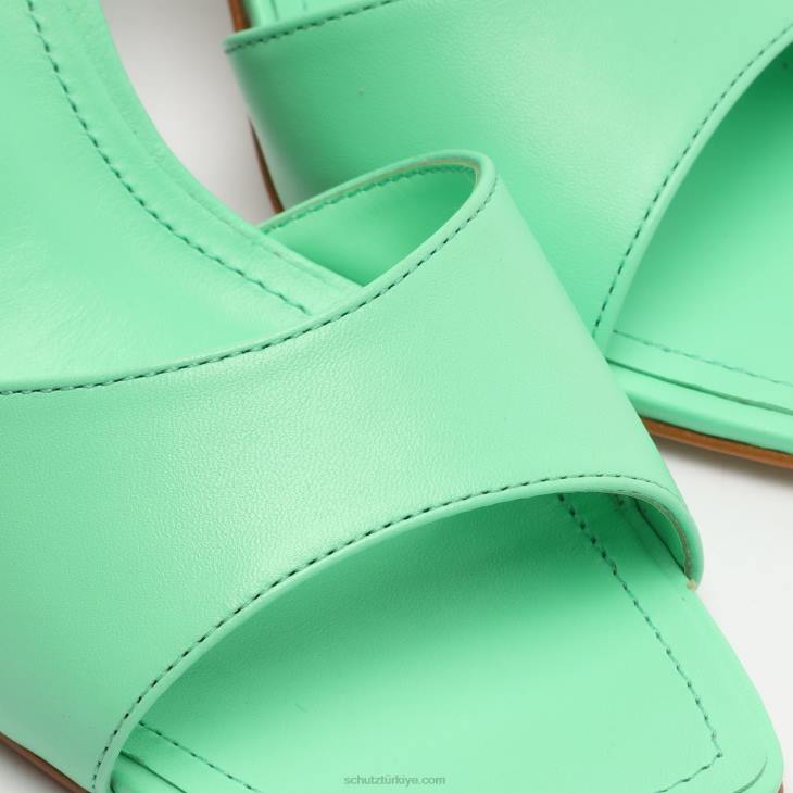 Schutz N42F342posseni nappa deri sandalet derin nane