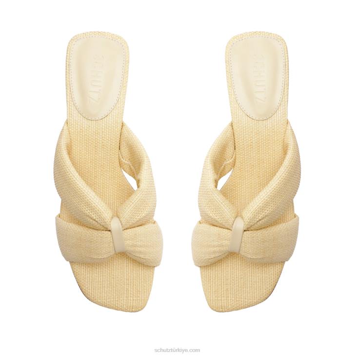 Schutz N42F35peri mid rahat hasır ve napa deri sandalet yumurta kabuğu