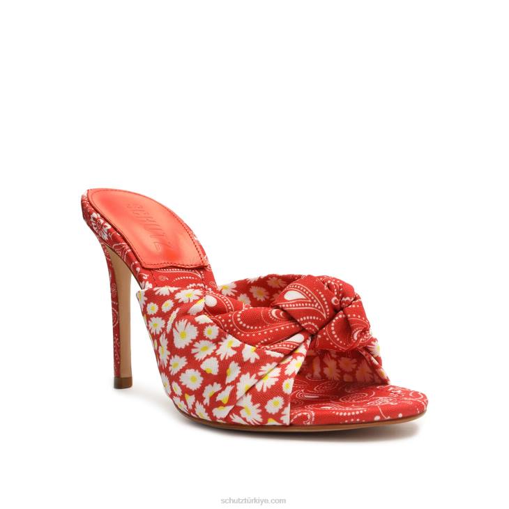 Schutz N42F363lenie kumaş sandalet mercan