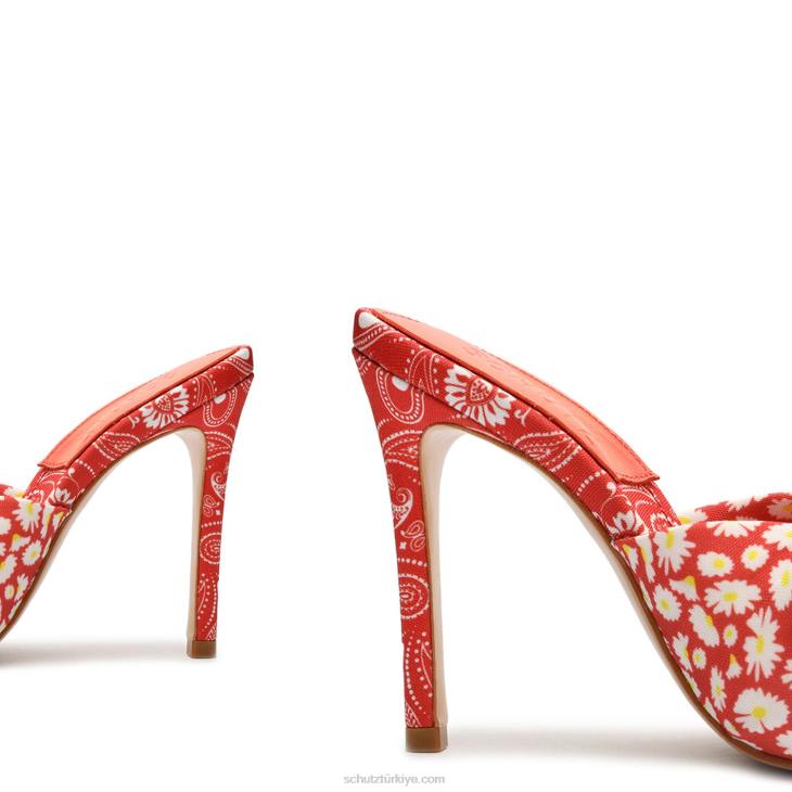 Schutz N42F363lenie kumaş sandalet mercan