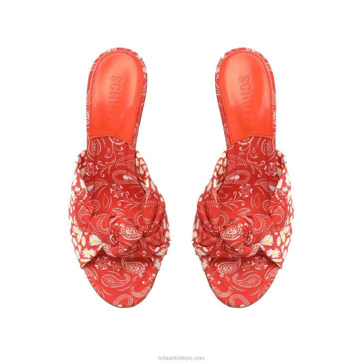 Schutz N42F363lenie kumaş sandalet mercan