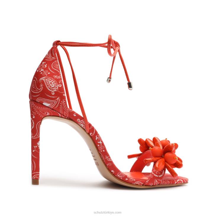 Schutz N42F366tasha kumaş sandalet mercan