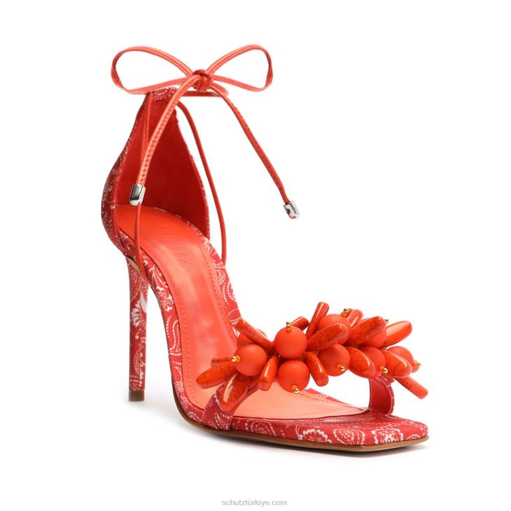 Schutz N42F366tasha kumaş sandalet mercan