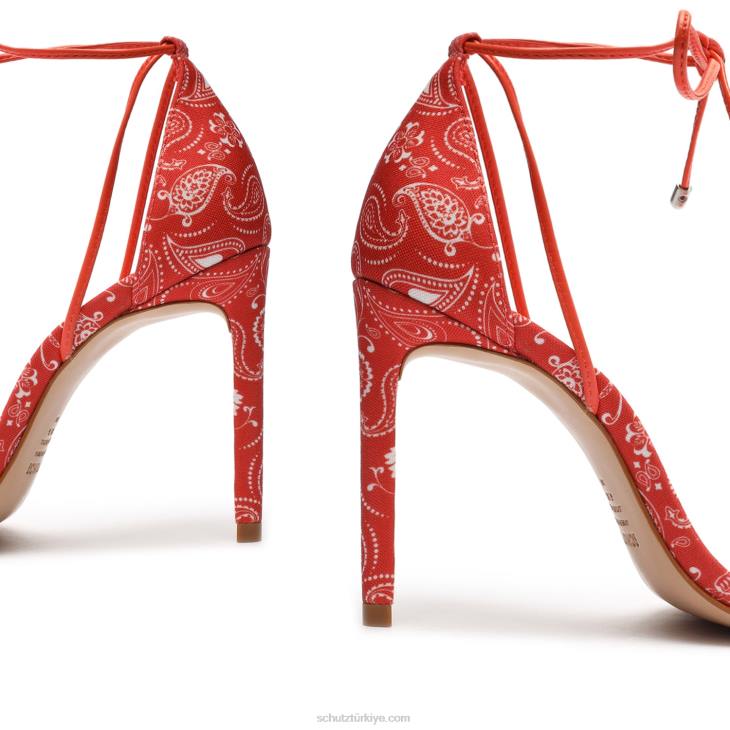 Schutz N42F366tasha kumaş sandalet mercan