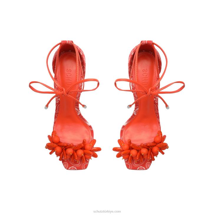 Schutz N42F366tasha kumaş sandalet mercan