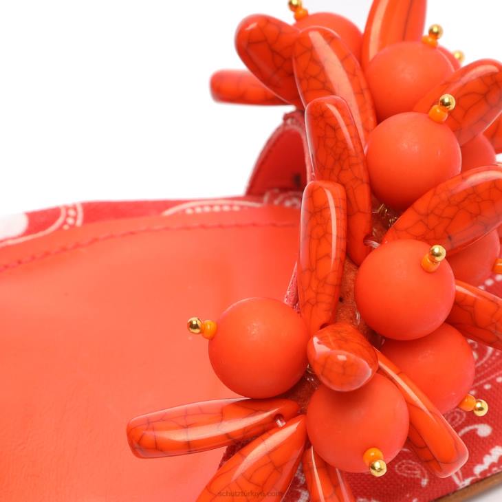 Schutz N42F366tasha kumaş sandalet mercan