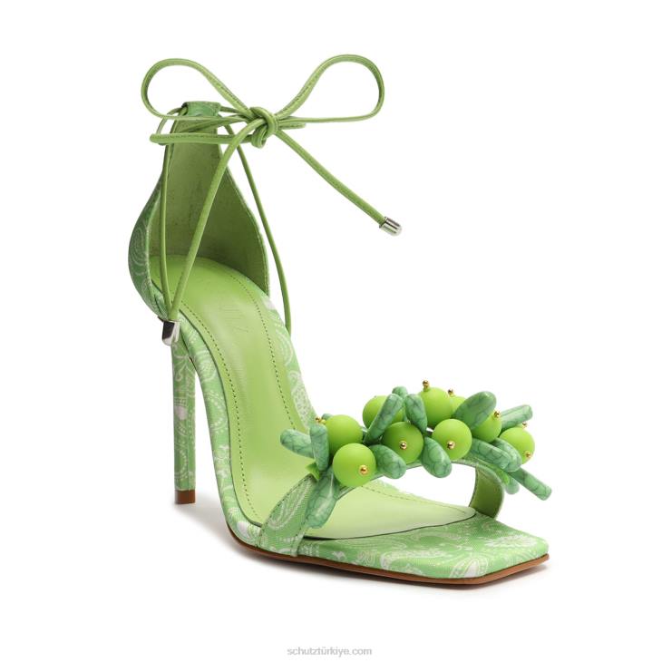 Schutz N42F367tasha kumaş sandalet Limon yeşili