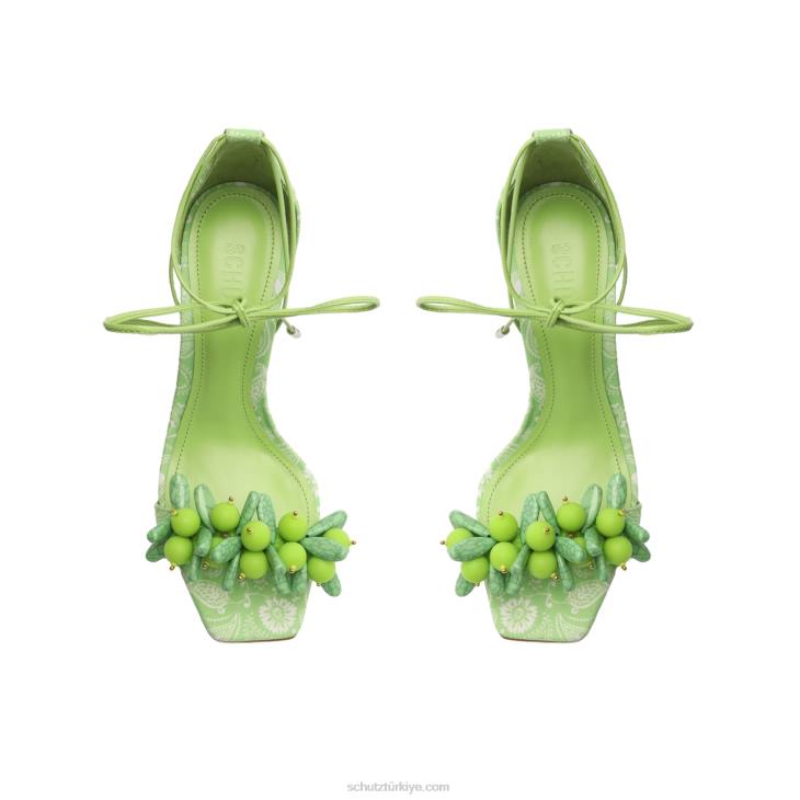 Schutz N42F367tasha kumaş sandalet Limon yeşili