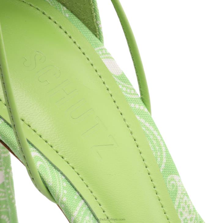 Schutz N42F367tasha kumaş sandalet Limon yeşili