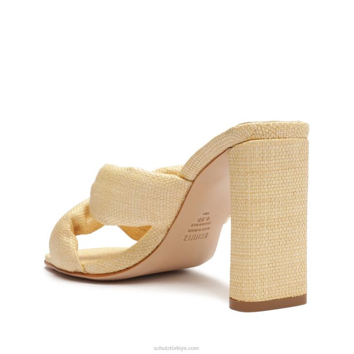 Schutz N42F36peri yüksek günlük hasır ve napa deri sandalet yumurta kabuğu