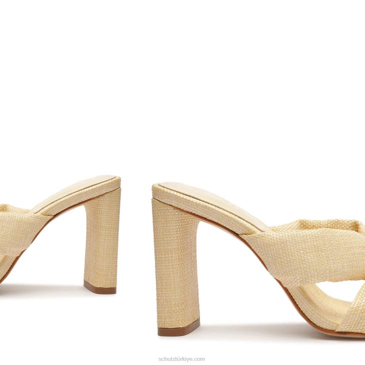 Schutz N42F36peri yüksek günlük hasır ve napa deri sandalet yumurta kabuğu