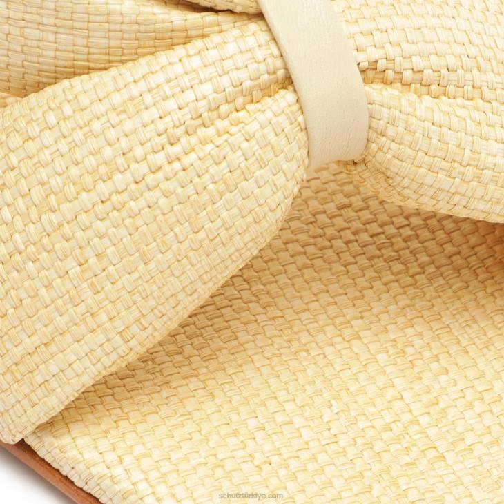 Schutz N42F36peri yüksek günlük hasır ve napa deri sandalet yumurta kabuğu